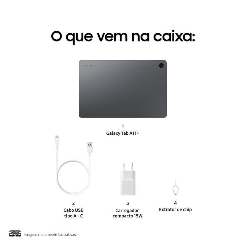 Tablet Samsung Galaxy Tab A11+, 128GB, 6GB RAM, Tela de 11